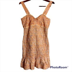 ZARA Floral Smocked Dress Orange Size Medium NWOT